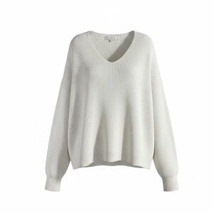 LOFT Cream Cotton Oversized Long Sleeve Sweater